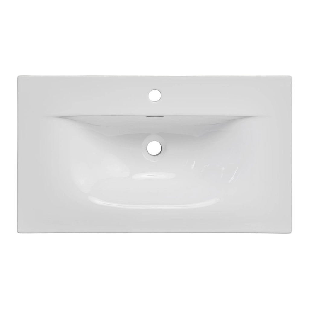 Lavabo rettangolare da incasso in ceramica bianca lucida 80cm