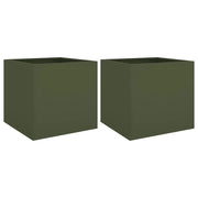 Fioriera aiuola rialzata fioriera aiuola giardino terrazza set da 2 oliva 42 x 40 x 39 cm acciaio verde 02_0039084