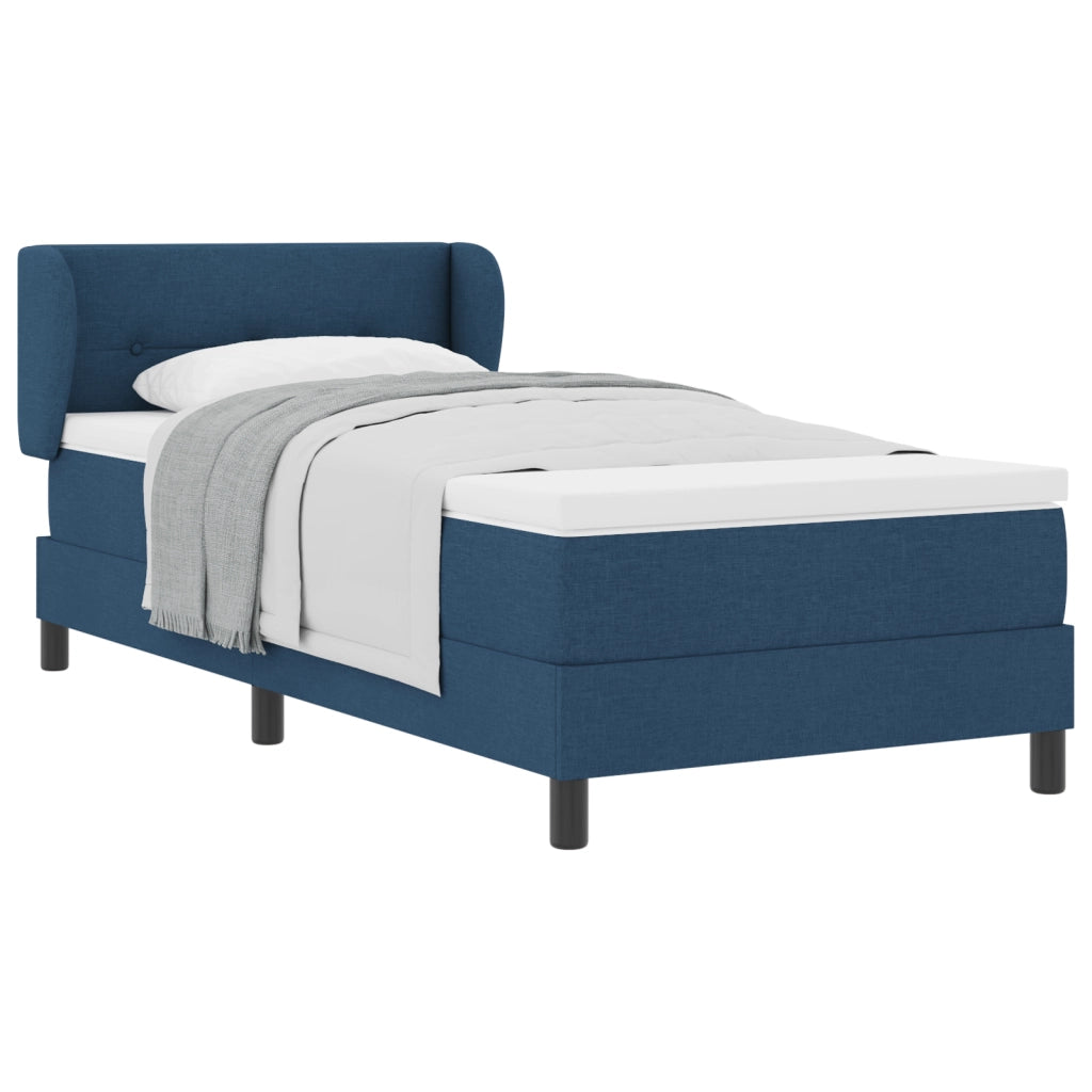Letto con Rete a Molle e Materasso Blu 100x200 cm Tessuto