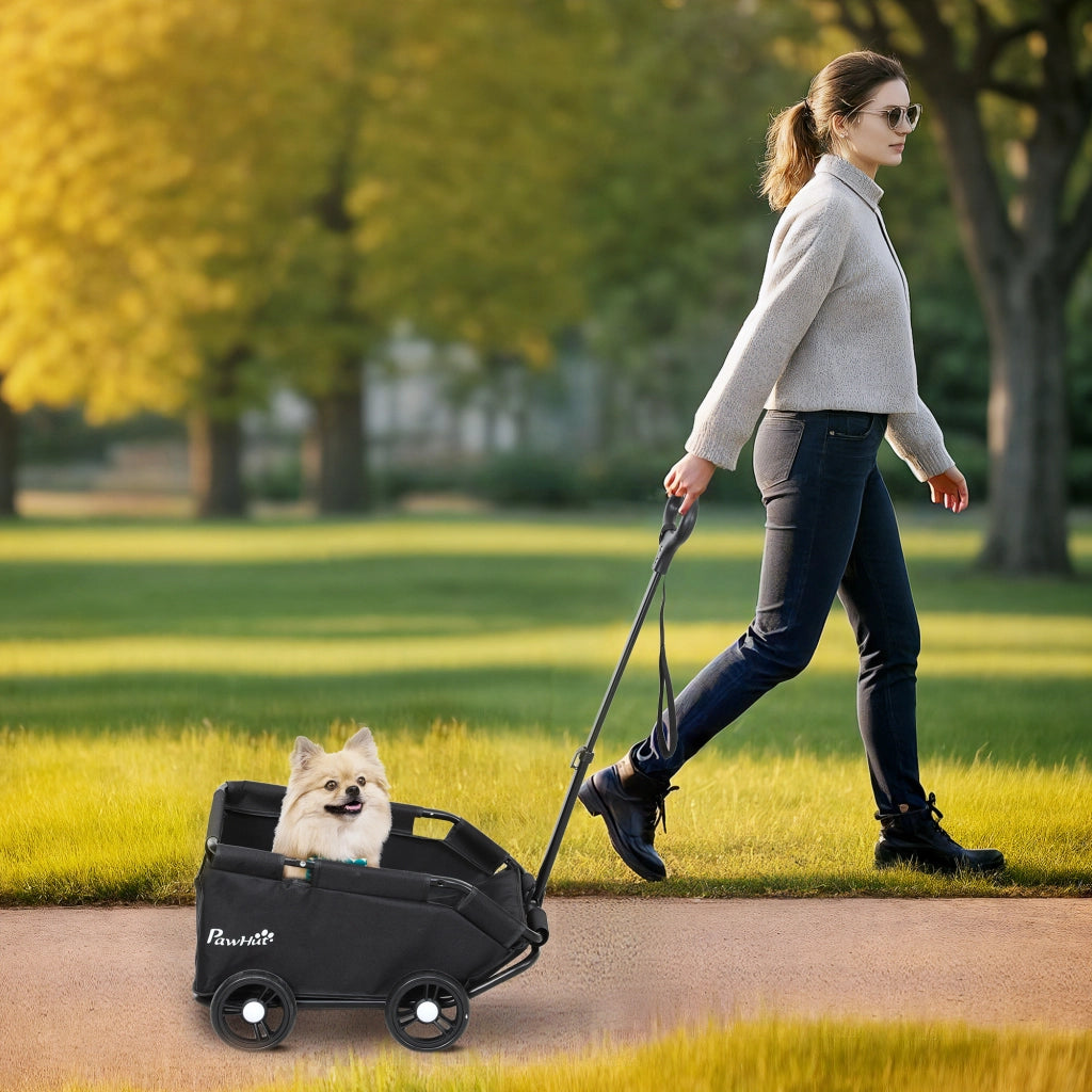 Carrello per cani pieghevole 4 ruote ¨C zephmum ¨C 53x45x28 cm nero