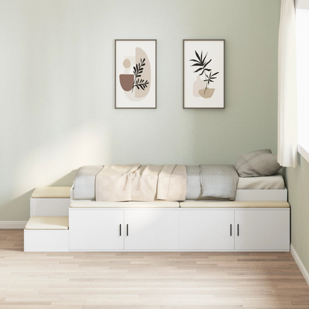 Struttura del Letto con Deposito Bianco 75x190 cm