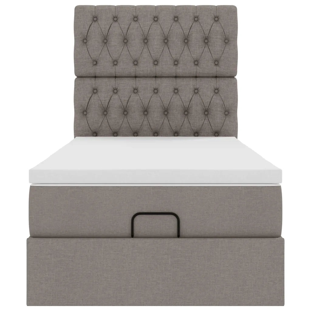 Struttura Letto Pouf con Materasso Tortora 80x200 cm in Tessuto 3313199