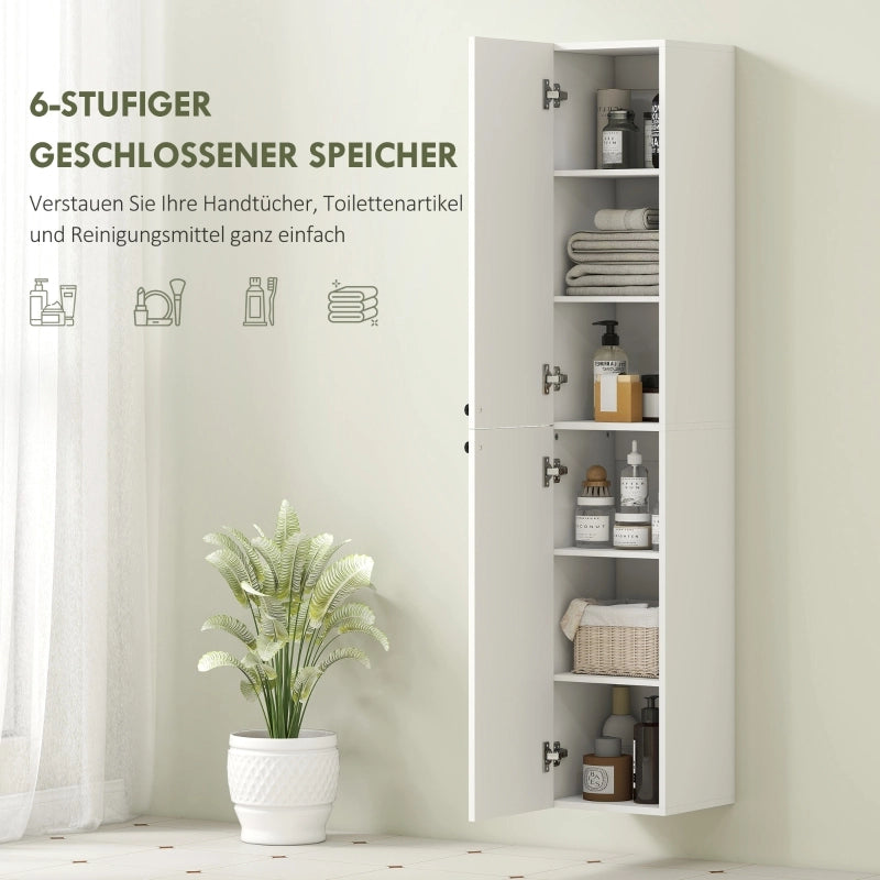 ARMADIO BAGNO Pensile 6 ripiani Legno Bianco