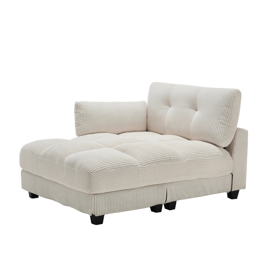 Divano modulare 2 posti in velluto a coste beige con USB