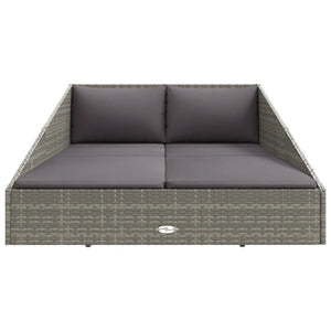 Lettino da Giardino Grigio 200x139 cm in Polyrattan cod mxl 73459
