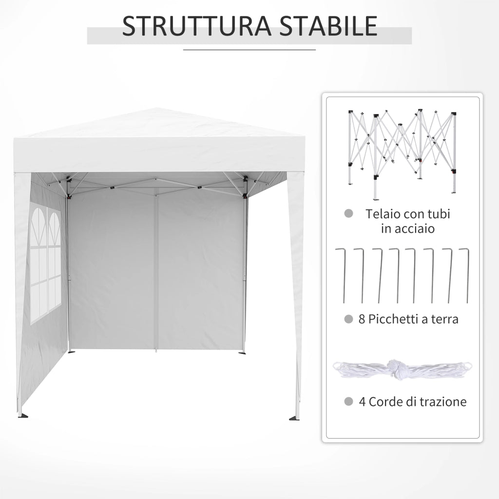 Gazebo Pieghevole Pop Up 2x2 m ¨C zephmum ¨C Poliestere Acciaio Bianco