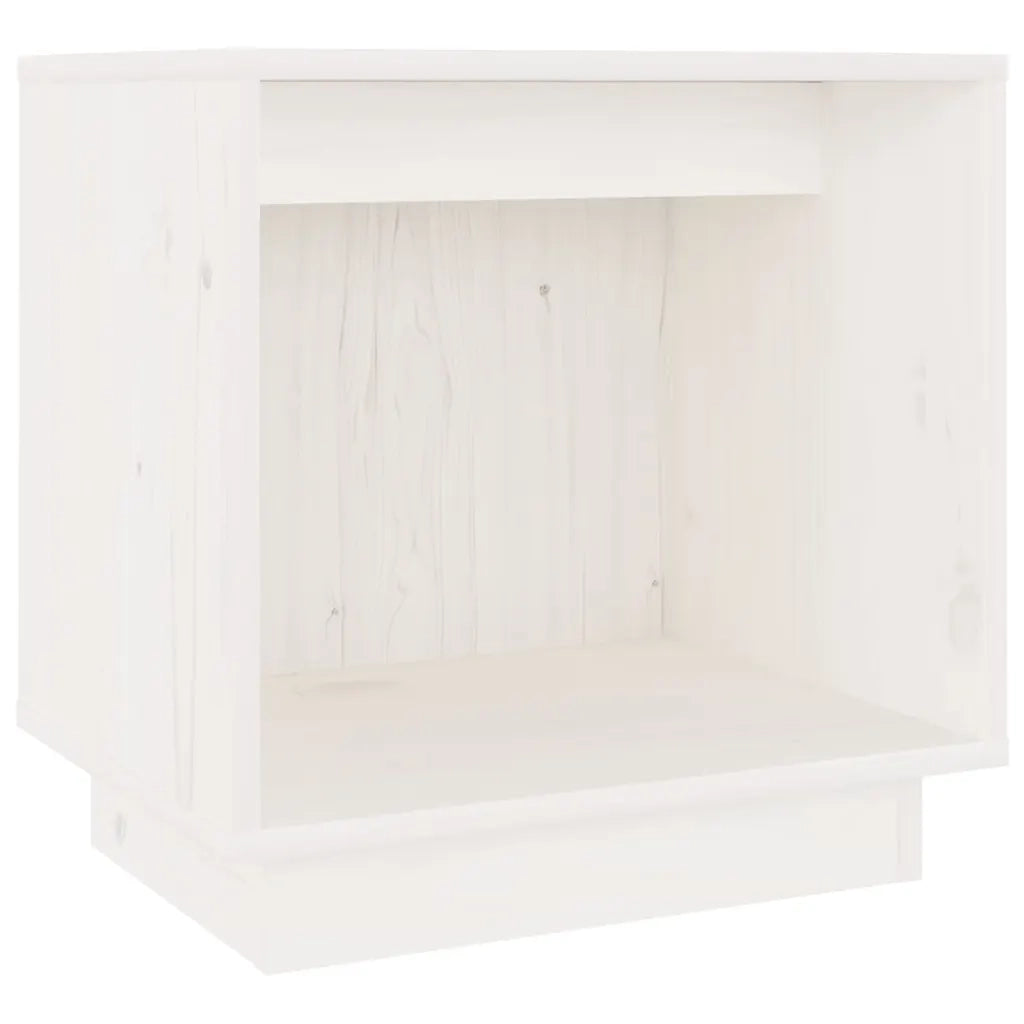 Comodino-Tavolino da notte Bianco 40x30x40 cm in Legno Massello di Pino
