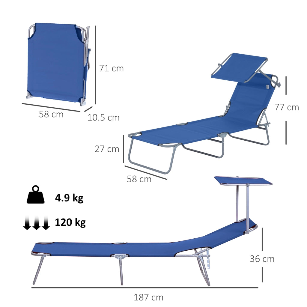 Sdraio Pieghevole da Giardino con Tettuccio ¨C Zephmum ¨C Blu