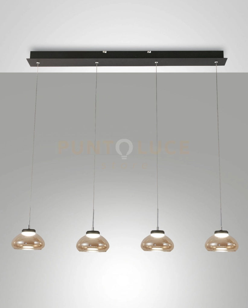 ARABELLA SOSPENSIONE AMBRA 4 LUCI RETTANGOLARE A LED 3000K - 32W - 3020 lm DIMMERABILE SMART C/ACC.
