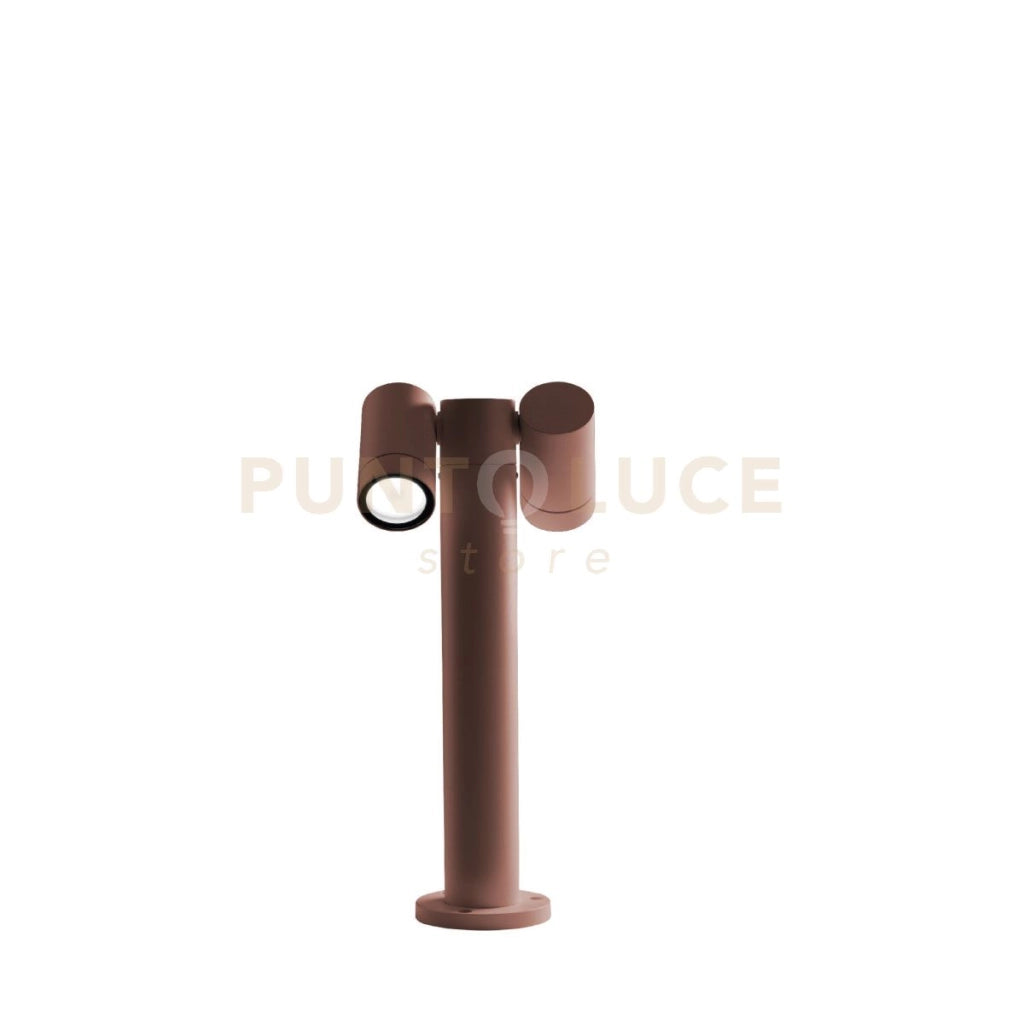 GES1112- PALETTO IN ALLUMINIO 2 LUCI ATTACCO GU10 MARRONE IP65 H.45CM ORIENTABILE