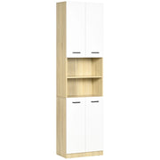 EasyComfort Mobile Bagno in Truciolato Bianco con 2 Armadietti con Ante e 2 Ripiani Aperti, 53x33.5x195.7 cm