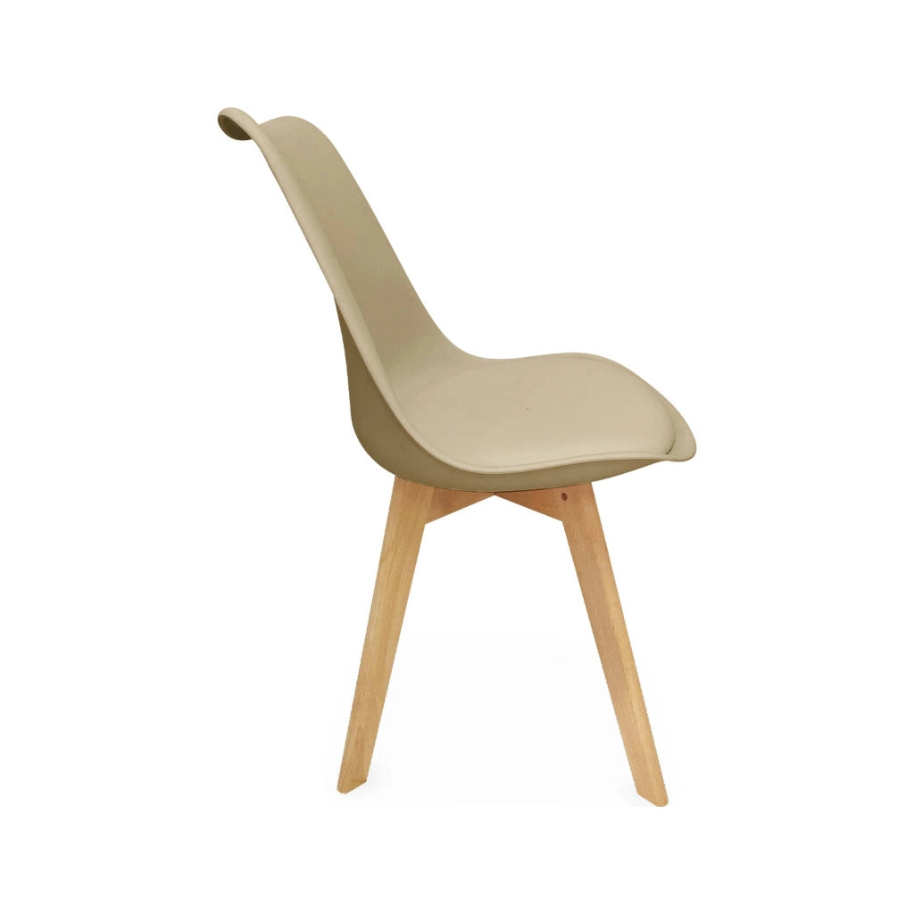 Set 4 sedie scandinave imbottite con gambe in legno , cappuccino
