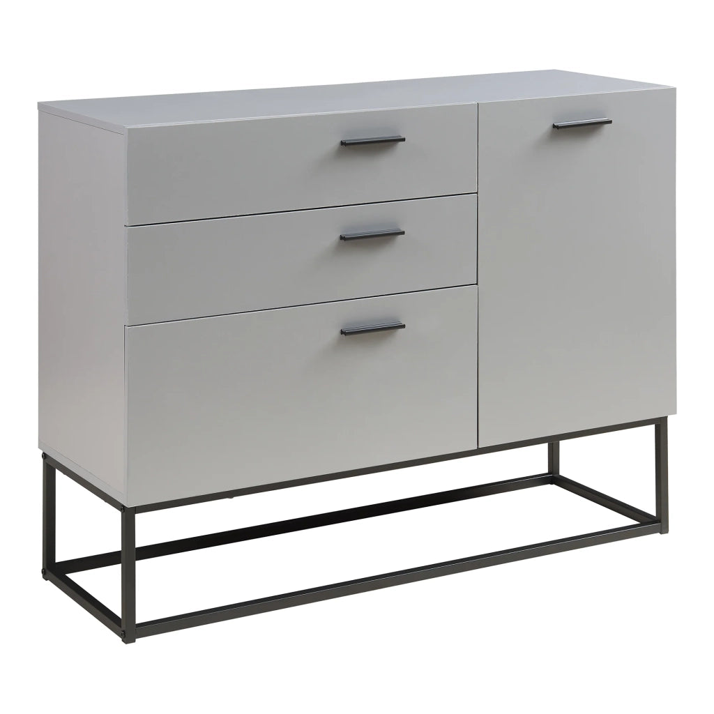 Credenza/cassettiera/mobile contenitore 75 x 100 x 35 cm per soggiorno ingresso camera da letto grigio chiaro 03_0009032