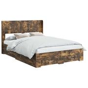 Letto matrimoniale | Letto per adulti | Struttura del letto con stoccaggio e testata Rovere Fumo