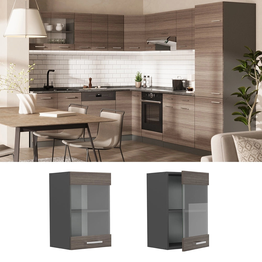 Mobile da cucina in vetro R-Line Grigio nobile/Antracite 40 cm Vicco