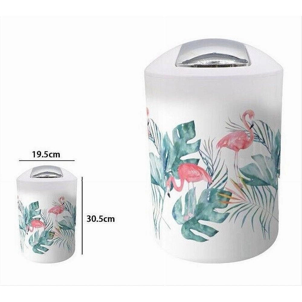 Trade Shop - Pattumiera Cestino Secchio Rifiuti Gettacarte Accessorio Bagno Fenicotteri 69968 -