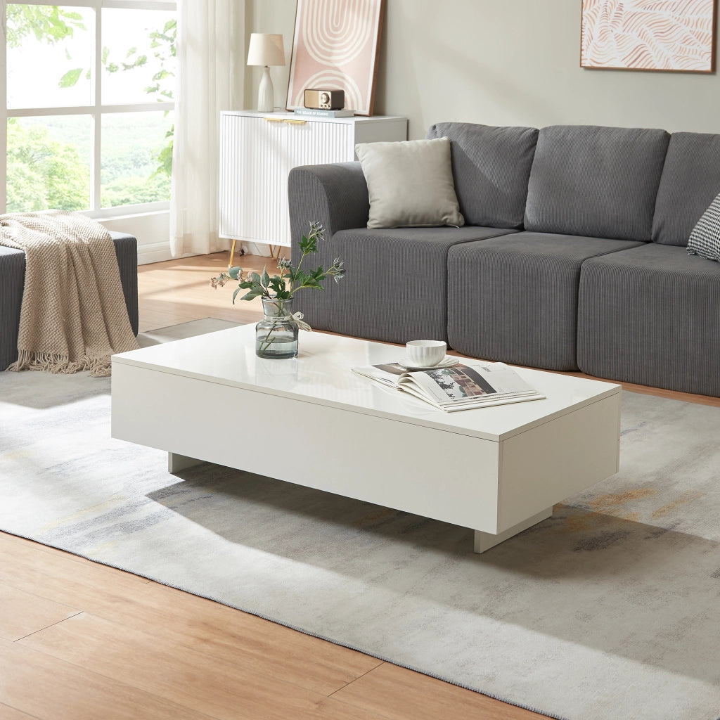 Tavolino Centrale da Salotto Lärketorp 115 x 55 x 31 cm - Bianco Lucido [en.casa]