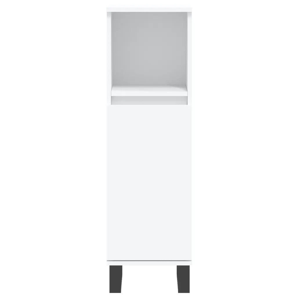 Mobiletto da bagno moderno con vani contenitori flessibili 30 x 30 x 100 cm legno composito bianco 02_0049009