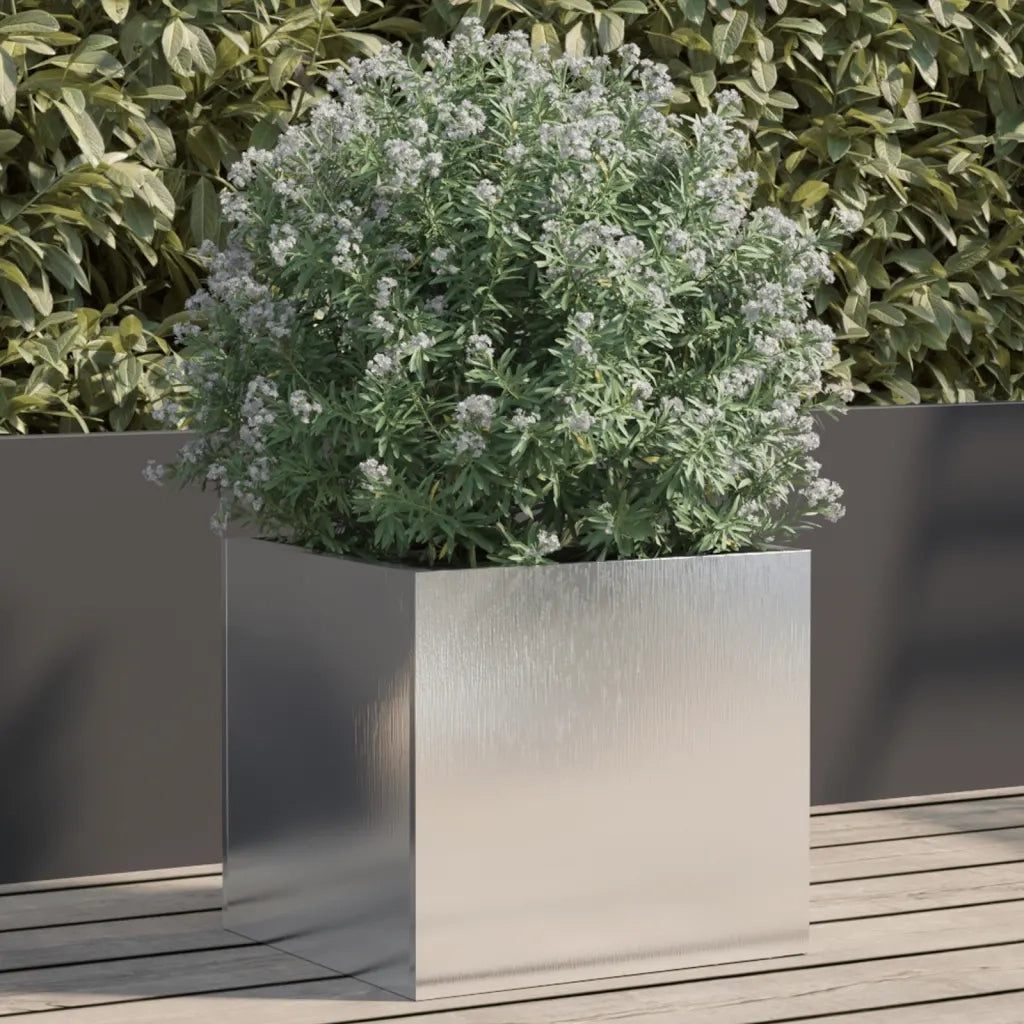 Fioriera | Cassetta per fiori | Vaso Argento 32x30x29 cm in Acciaio Inox