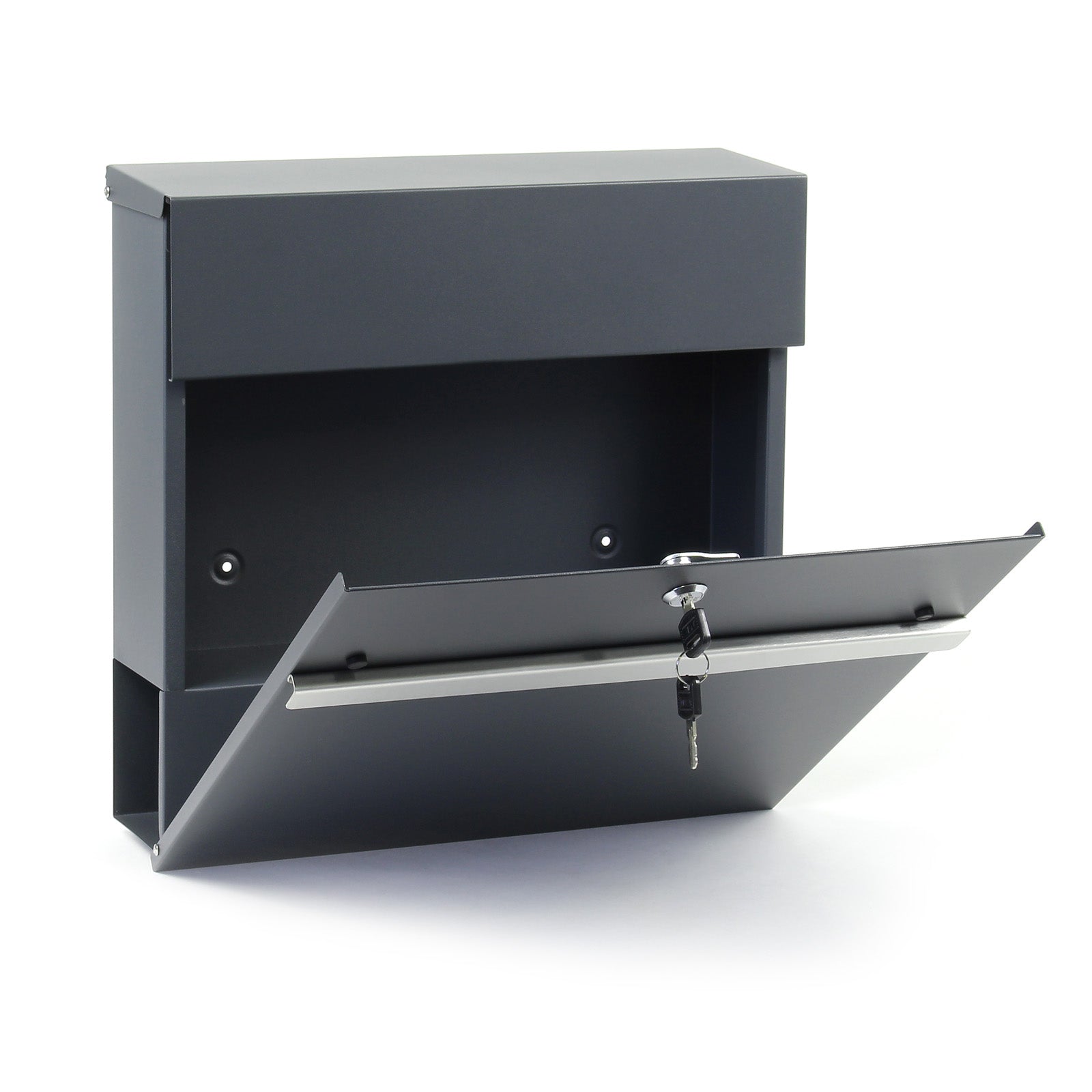 Cassetta postale con vano portagiornale V50 antracite + inox 370 x 105 x 370 mm