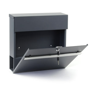 Cassetta postale con vano portagiornale V50 antracite + inox 370 x 105 x 370 mm