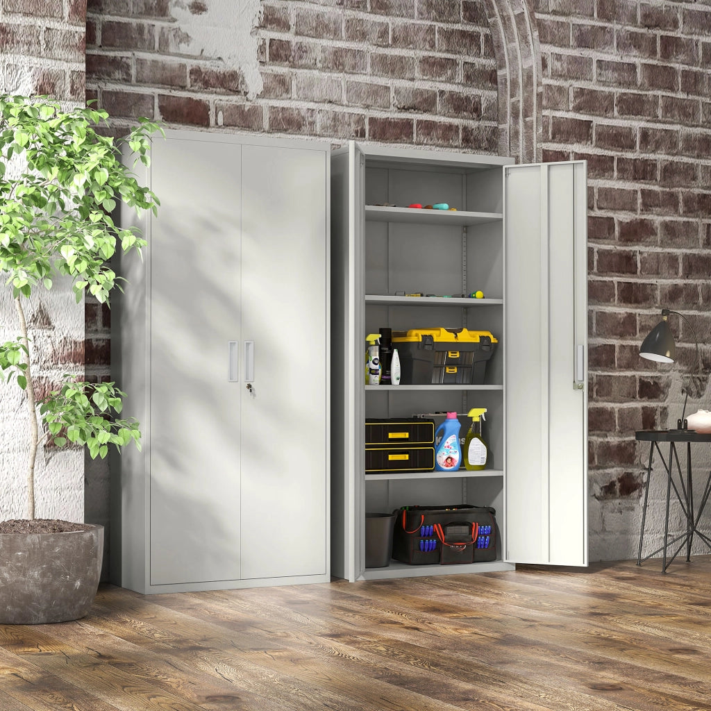 Armadio da Ufficio con Ripiani Regolabili ¨C zephmum ¨C Bianco 80x40x180 cm