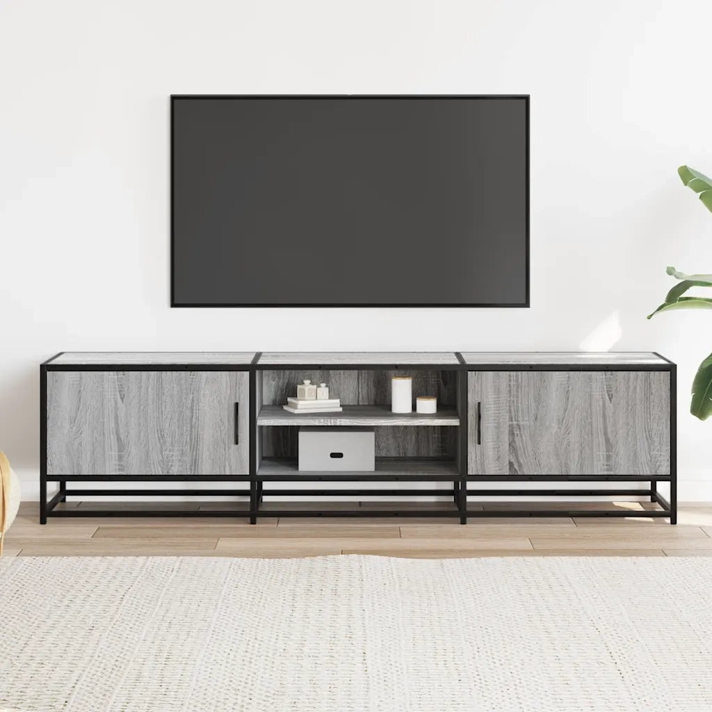 Mobile TV Grigio Sonoma 160x35x41cm Legno Multistrato e Metallo 848847