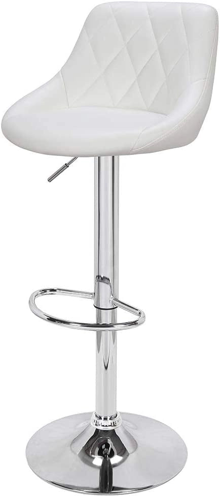 Set 2 Sgabelli Cucina Seduta Pelle Imbottita Sgabello Girevole Casa Bar Bianco