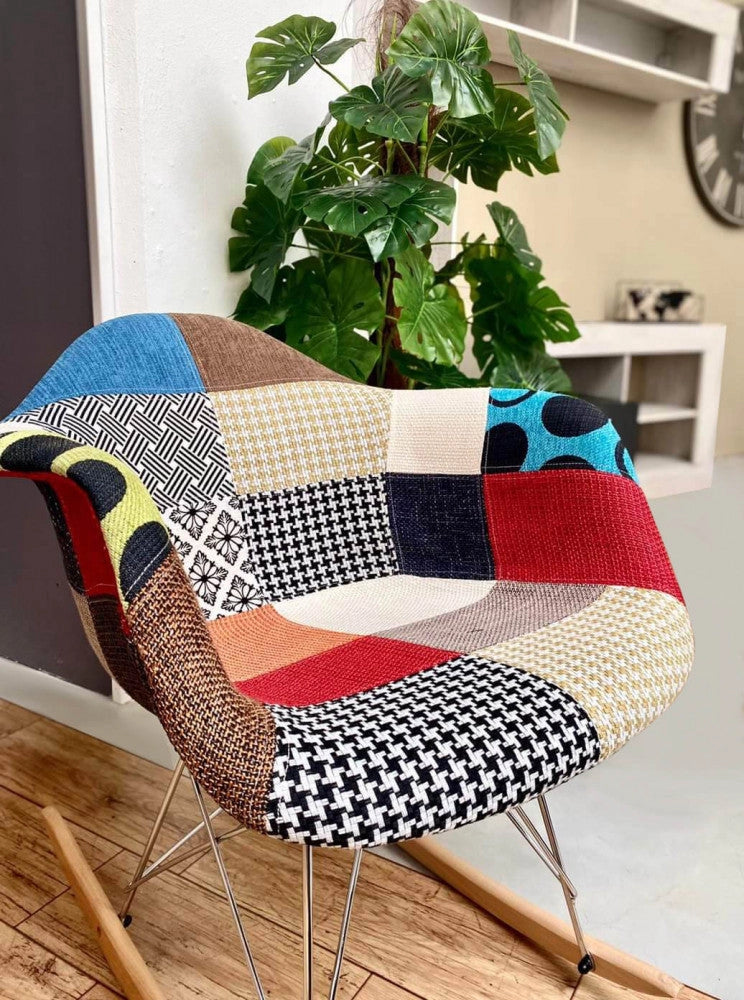 Poltrona Dondolo Moritz 53x47x82 h cm in Legno Patchwork