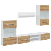 Mobile TV 5 pz | Armadietto TV | Mobile Porta TV con Illuminazione a LED Rovere Artigianale