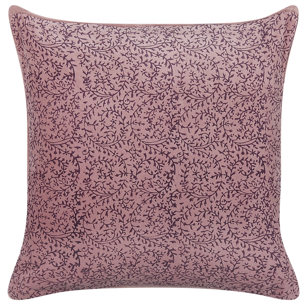 Set di 2 cuscini in velluto con motivo floreale 45x45 cm rosa soggiorno camera da letto stile boho
