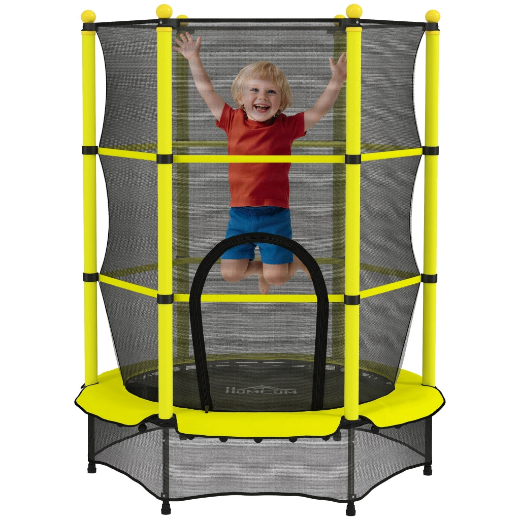Trampolino Elastico per Bambini ?140 cm ¨C Xylo ¨C Con Rete di Sicurezza, Giallo, 3-10 Anni