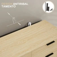 Cassettiera 6 Cassetti in Legno per Camera da Letto e Ingresso, 110x40x75cm, Rovere