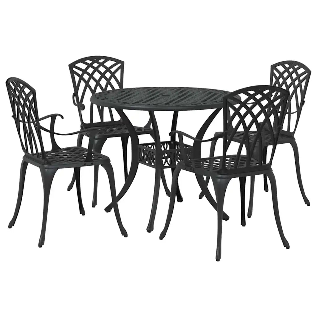 Set da Pranzo per Giardino 5 pcs Nero Alluminio 3334717
