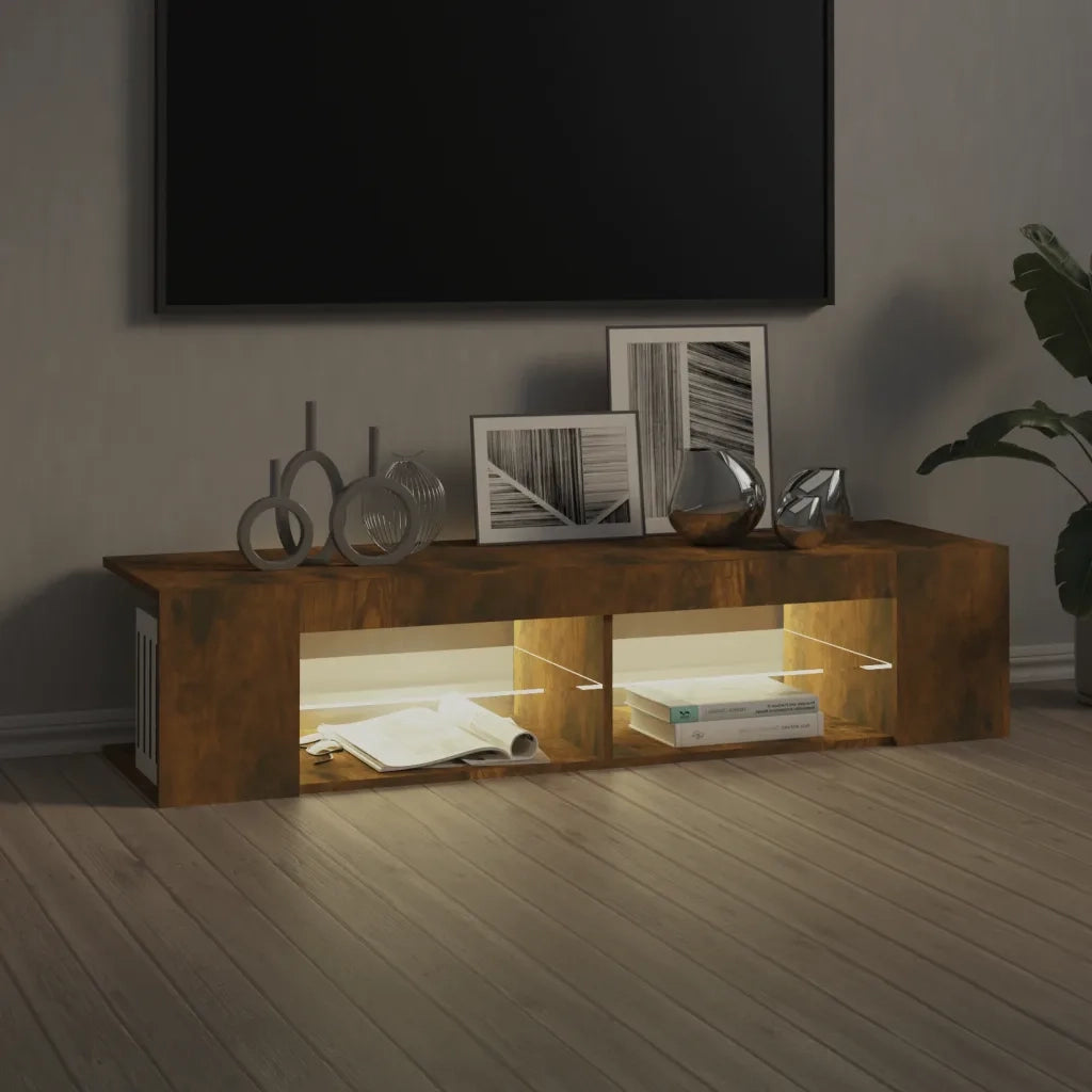 Mobile Porta TV con Luci LED Rovere Fumo 135x39x30 cm cod mxl 16722