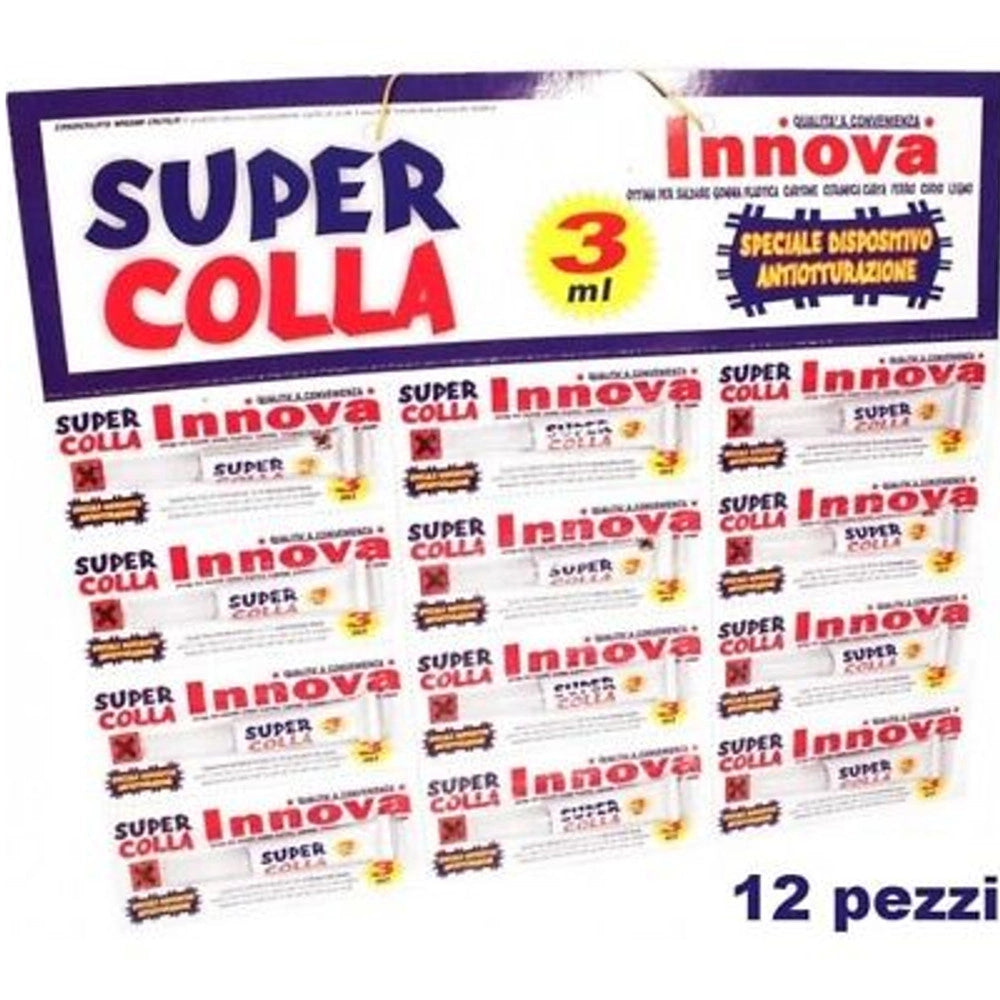 Trade Shop - Set 12 Tubetti Colla Cianoacrilica Per Riparazione Plastica Metallo Legno 3g -