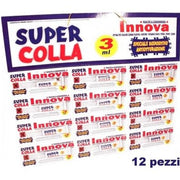 Trade Shop - Set 12 Tubetti Colla Cianoacrilica Per Riparazione Plastica Metallo Legno 3g -