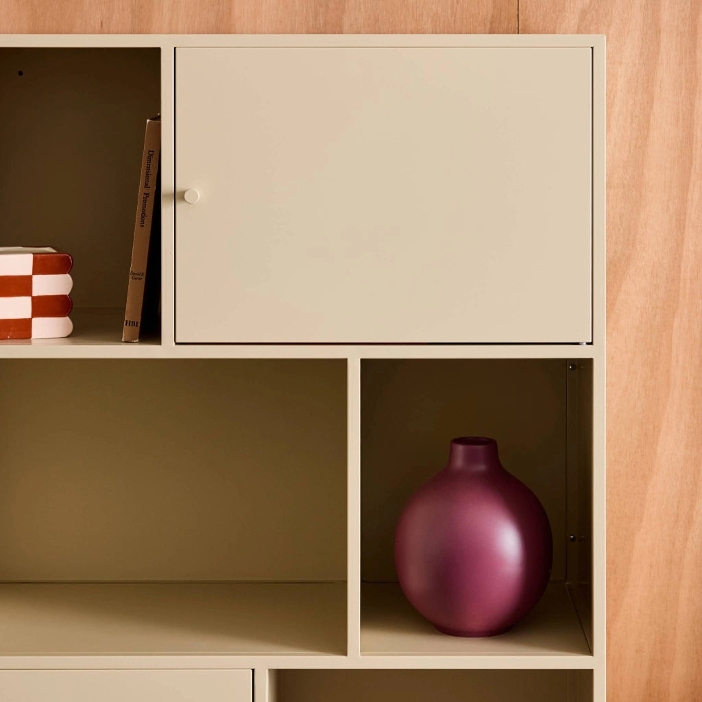 Credenza industriale in metallo con 6 scomparti, crema