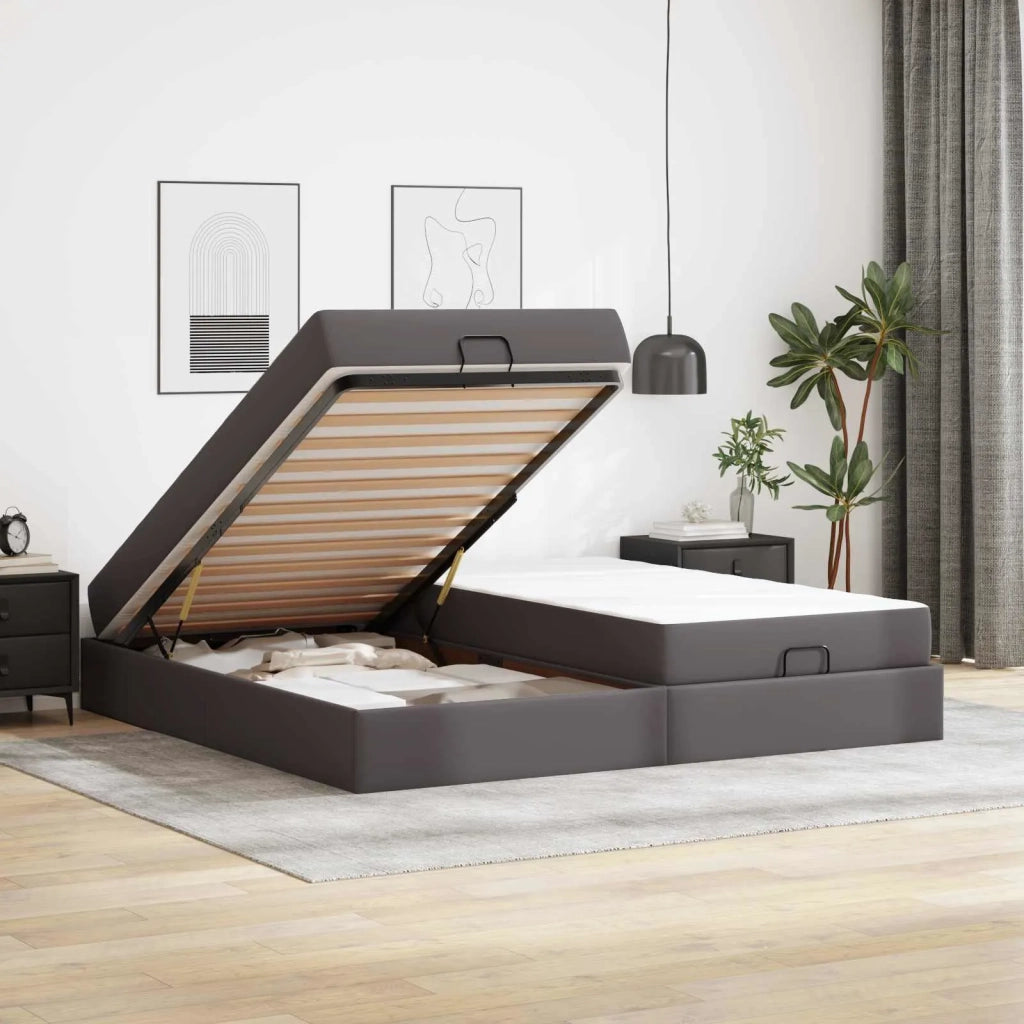 Struttura letto con materasso con materasso 2 pcs Grigio PVC