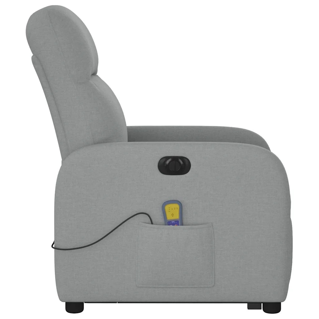 Poltrona Alzapersona Massaggi Elettrica Grigio Chiaro Tessuto