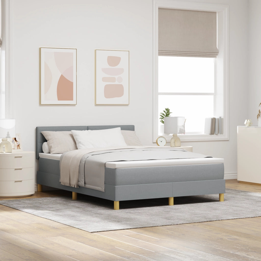 Letto Box Spring con Materasso & LED Grigio Chiaro 140x200 cm Tessuto