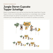 Decorazione per torta Jungle Animali - 24 pezzi - Decorazione per torta per compleanni - Materiale cartaceo sicuro per alimenti - Creativo e divertente - Ideale per feste di bambini