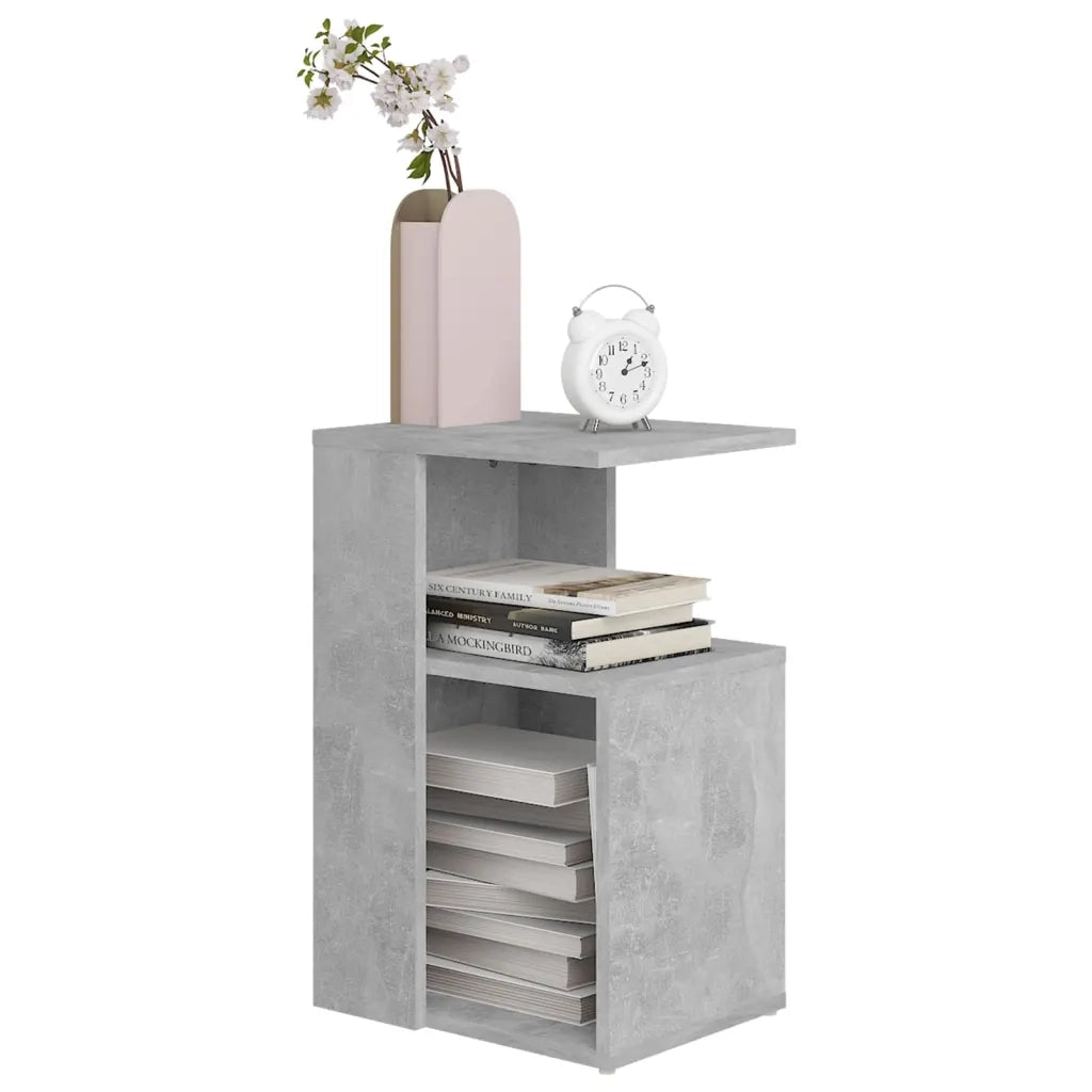 Tavolino-Tavolino da soggiorno-Tavolo Grigio Cemento 36x30x56 cm in Legno Multistrato