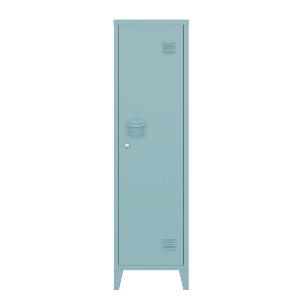 Scaffale/armadietto portaoggetti in metallo blu con serratura 137 x 38 x 38 cm 03_0008945