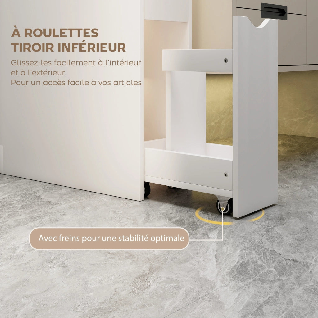 Mobile Bagno con Cassetto e Ripiani ¨C Zephmum ¨C Bianco 20x45x115