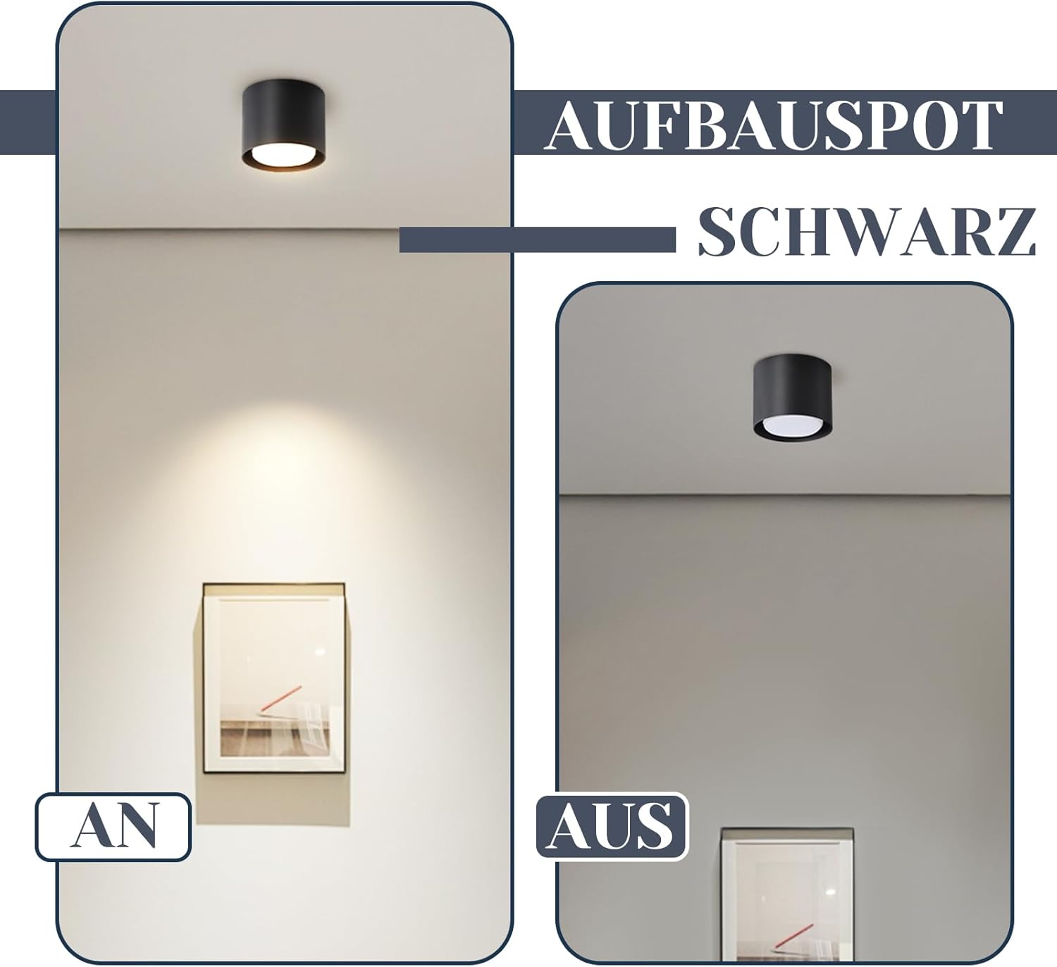 ZMH Lampada da soffitto LED nera moderna rotonda 5W per camera letto