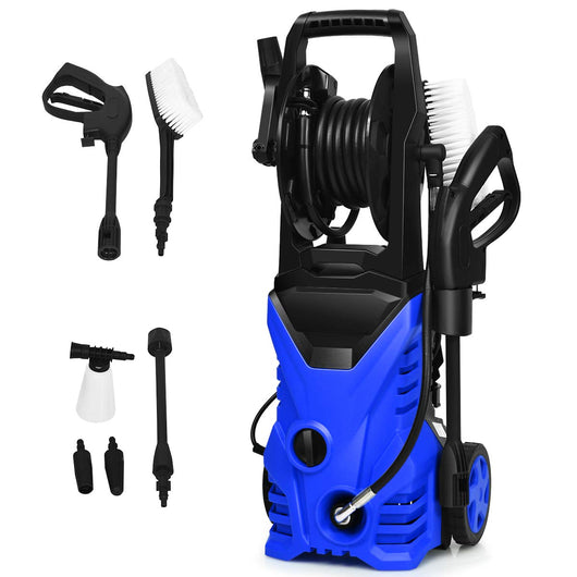 Idropulitrice con 2030 PSI, 5L / Min 1400 W Idropulitrice Portatile con Ugello Lotus e Ugello ad Alta Pressione, Cavi e Tubi Più lunghi, Adatto per La pulizia di Giardini, Auto,Case(blu)