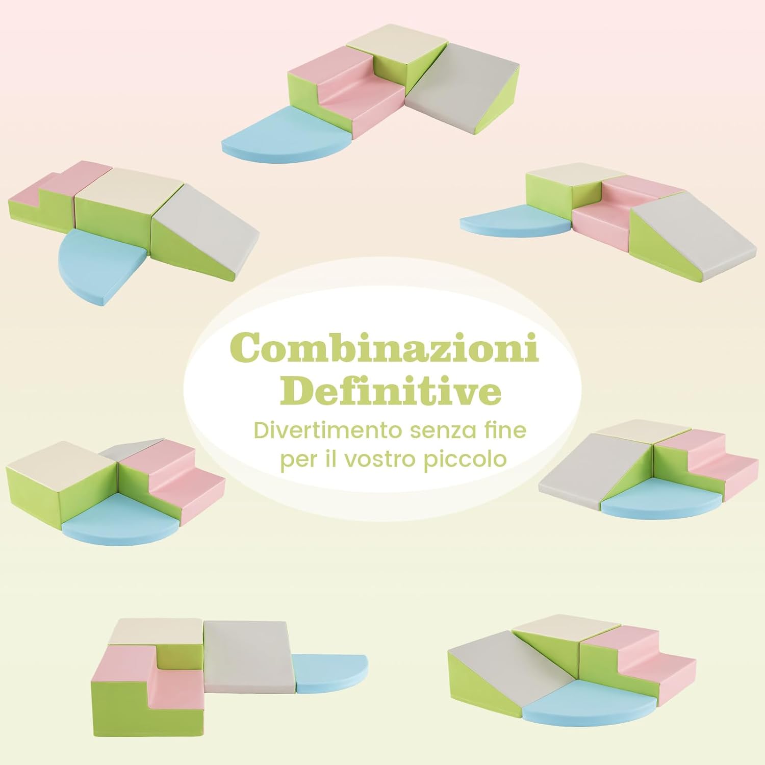 Set di Blocchi in Schiuma per Bambini 4 Pezzi, Set di Costruzioni Morbide in PU + EPE per Sviluppo dei Bambini, Gioco Attivo Interno per Arrampicarsi e Gattonare (Rosa)