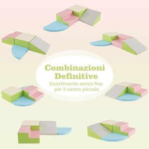Set di Blocchi in Schiuma per Bambini 4 Pezzi, Set di Costruzioni Morbide in PU + EPE per Sviluppo dei Bambini, Gioco Attivo Interno per Arrampicarsi e Gattonare (Rosa)