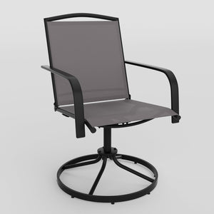 Set di 2 Sedie da Patio Girevoli, Poltrone a Dondolo in Rete a 360° con Schienale Alto e Base Rotonda in Metallo, Sedia a Dondolo Robuste per Giardino Balcone, Portata 150 kg (Marrone)